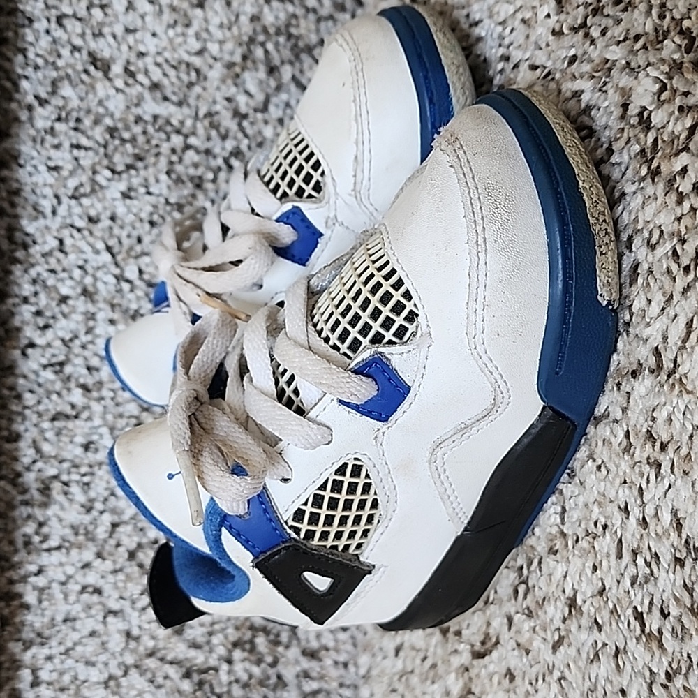 Air Jordan 4 Retro 308500-117 Toddler Motorsports White Sneaker Shoes Sz 7C
